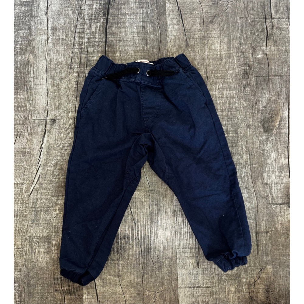 Original Penguin Boys Navy Blue Twill Jogger Pants Toddler Size 2T Drawstring